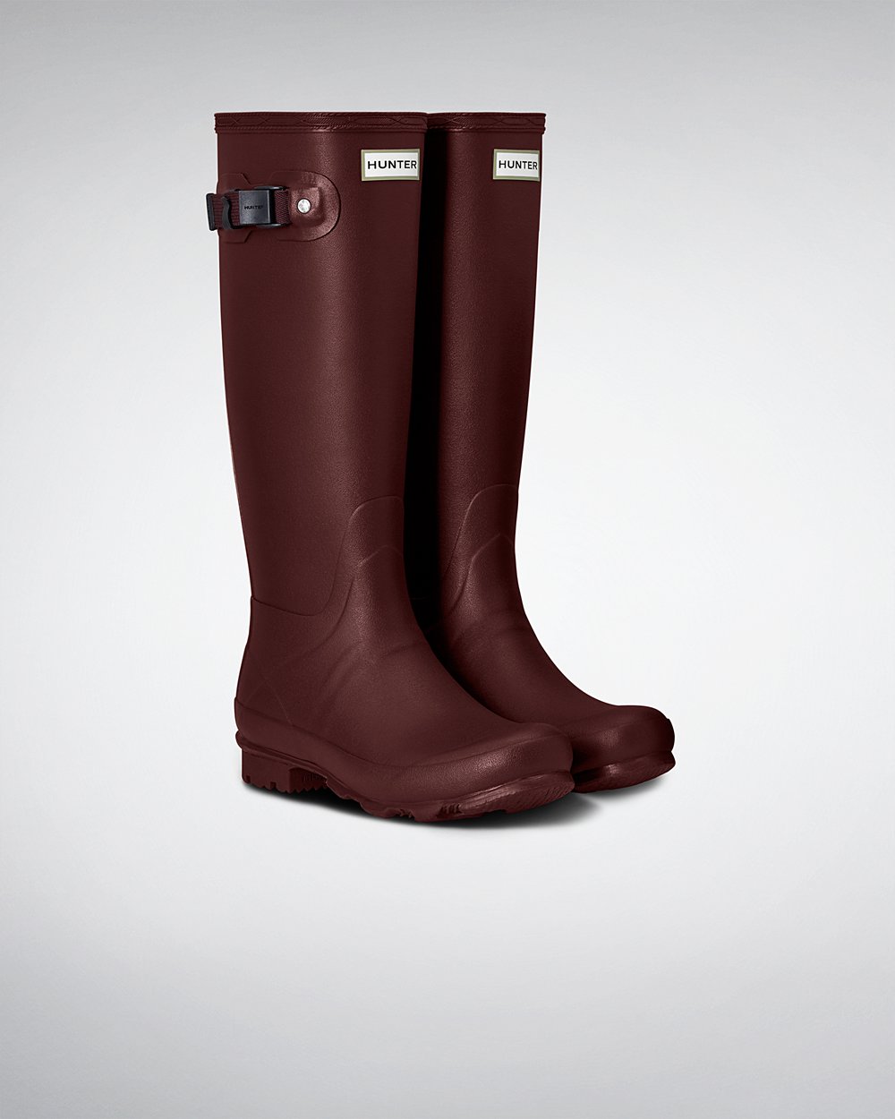 Bottes Hautes de Pluie Hunter Norris Field Femme Violette Rouge MJVQYSH-81